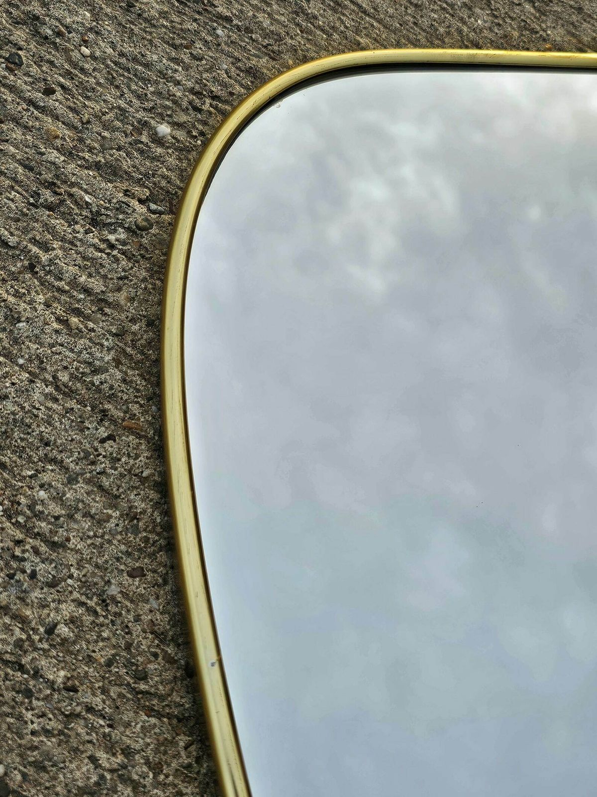Mid Century Modern Mirror With Brass Frame Attr. To Gio Ponti // Made In Italy In 1950s photo furniture