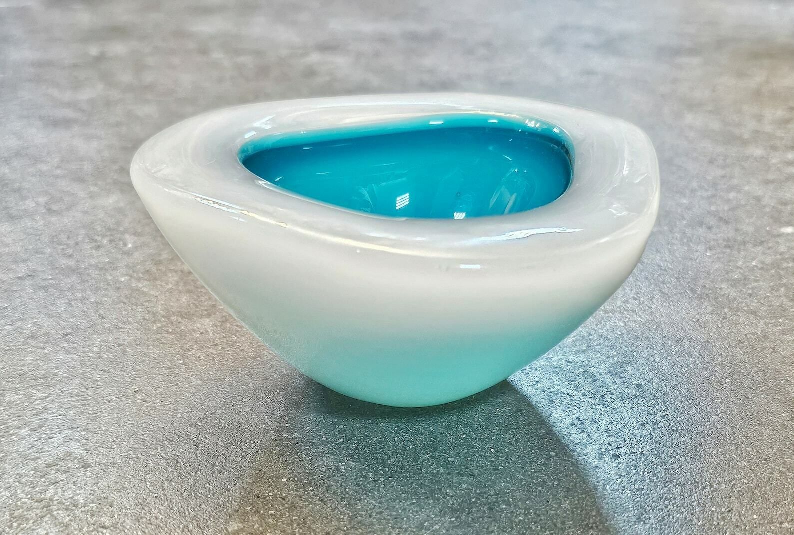Very Rare Ashtray By Archimede Seguso In Opaline And Turquoise Murano Glass // Made In Italy In 1950s photo furniture