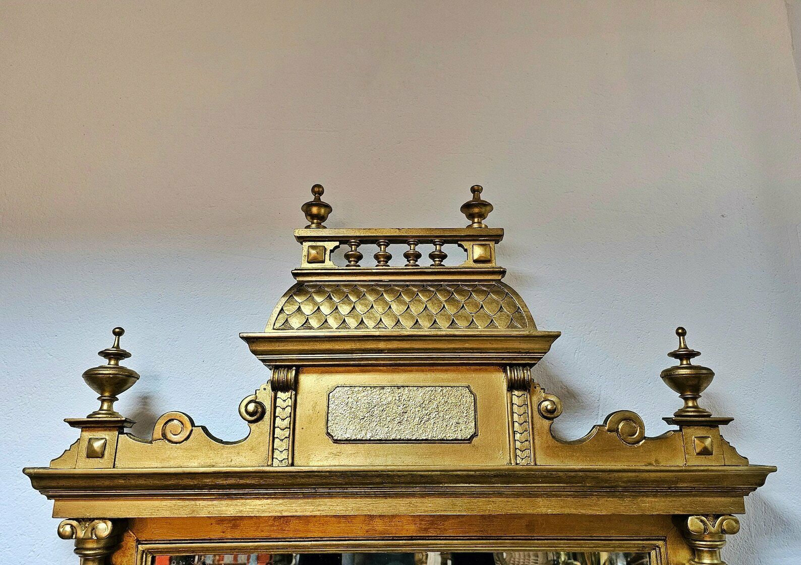 Late Victorian Console Table With An Extra Large Mirror Done In Gold Plated Wood With A Marble Top // Made In Austria In 1880s photo buy