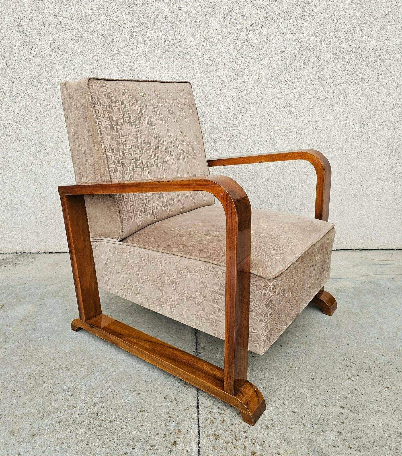 Pair Of Very Rare Art Deco Armchairs Done In Solid Walnut // Made In Austria In 1920s photo Furniture