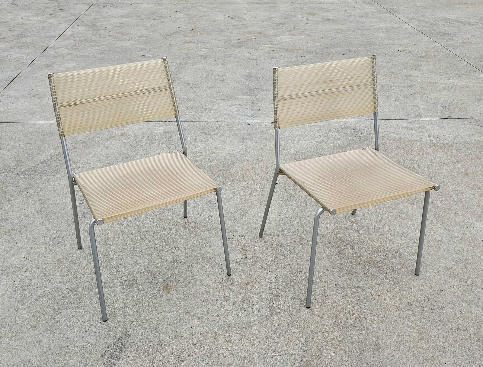 Set Of 4 Postmodern Dining Chairs "Miss B" By Tito Agnoli For Bonacina // Spaghetti Chairs By Bonacina // Made In Italy In 1990s photo 3200.0