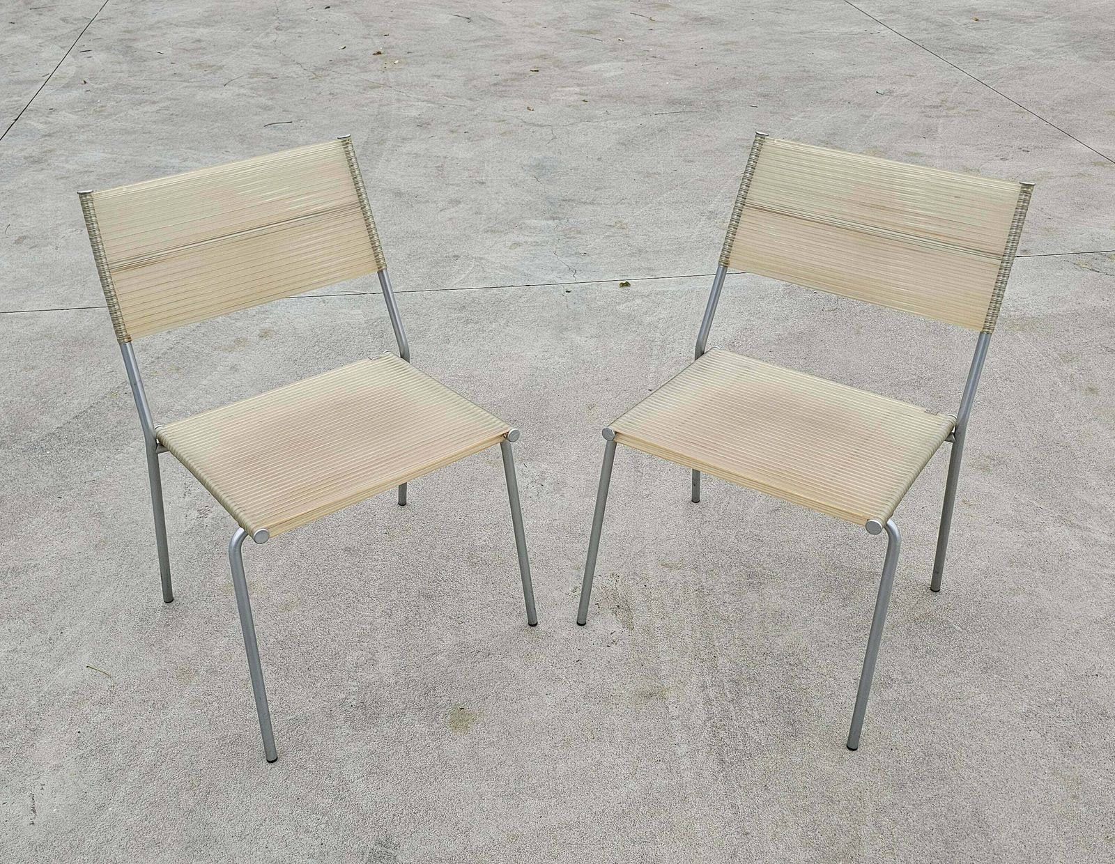 photo furniture Set Of 4 Postmodern Dining Chairs "Miss B" By Tito Agnoli For Bonacina // Spaghetti Chairs By Bonacina // Made In Italy In 1990s