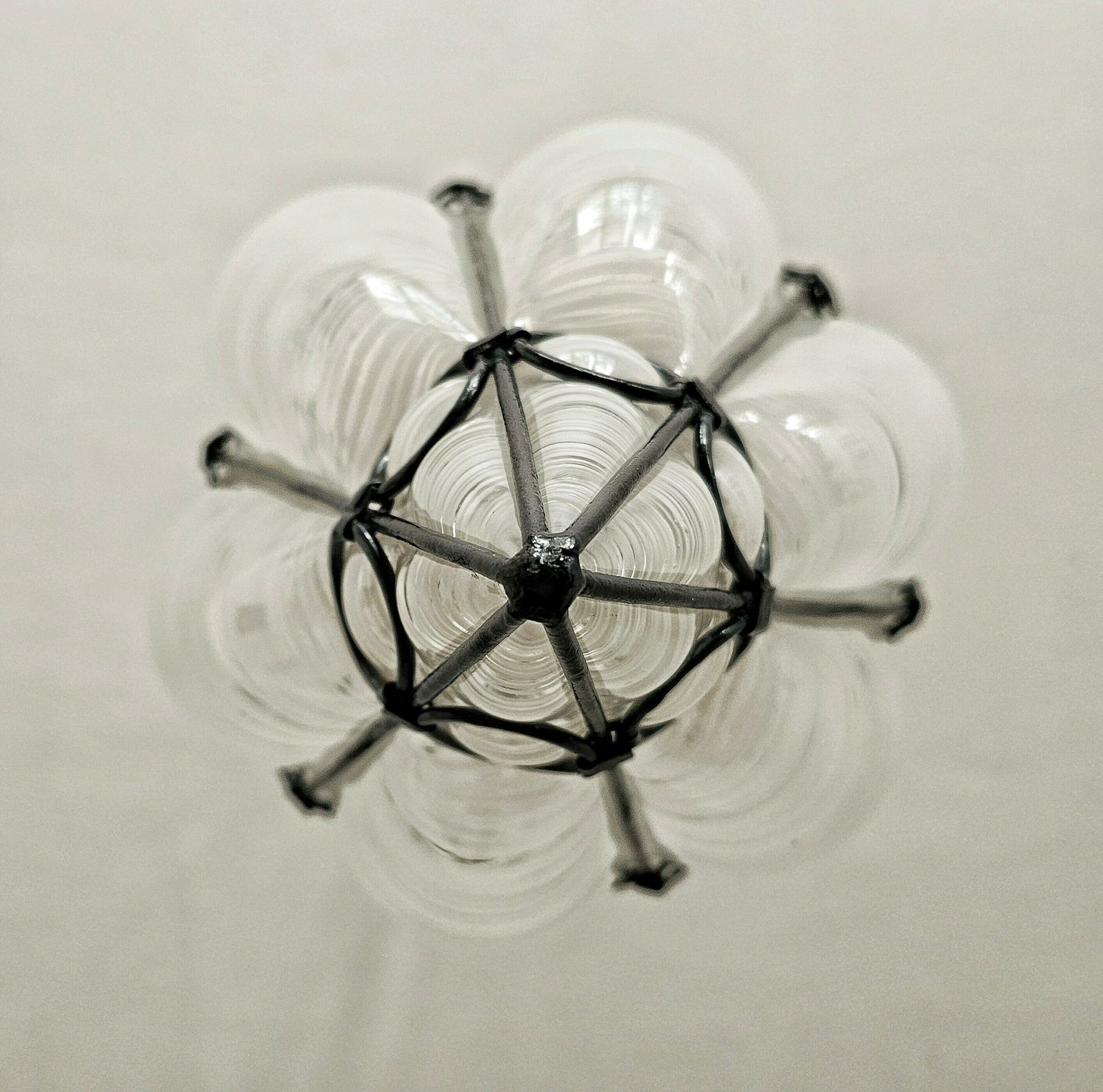 Vintage Mouth Blown Murano Caged Glass Lantern By Archimede Seguso // Made In Italy In 1940s photo for sale