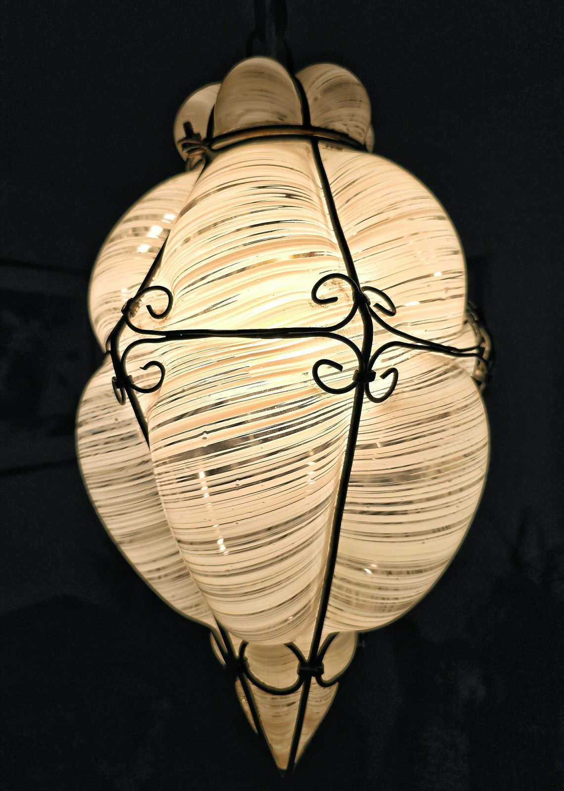 Vintage Mouth Blown Murano Caged Glass Lantern By Archimede Seguso // Made In Italy In 1940s photo vintage