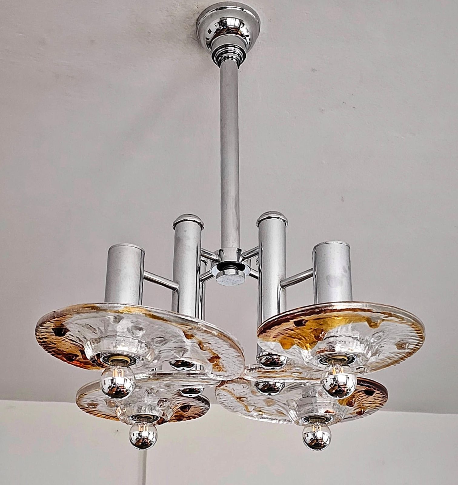 photo for sale Extremely Rare Mid Century Modern Murano Glass Chandelier Designed By Carlo Nason For Av Mazzega // Made In Italy In 1960s