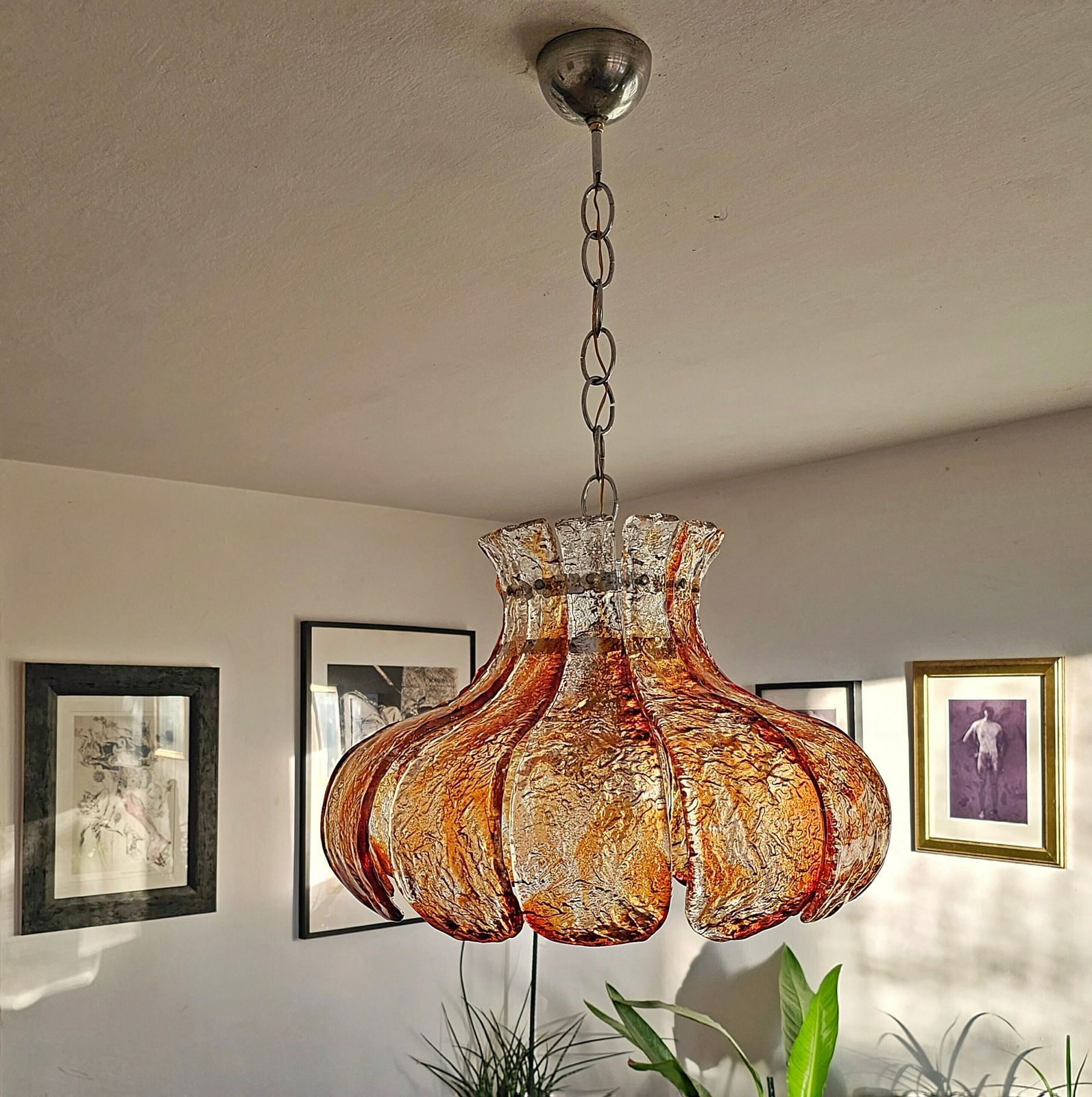Mid Century Modern Murano Glass Chandelier Shaded As A Flower Designed By Carlo Nason For Av Mazzega // Made In Italy In 1960s photo furniture