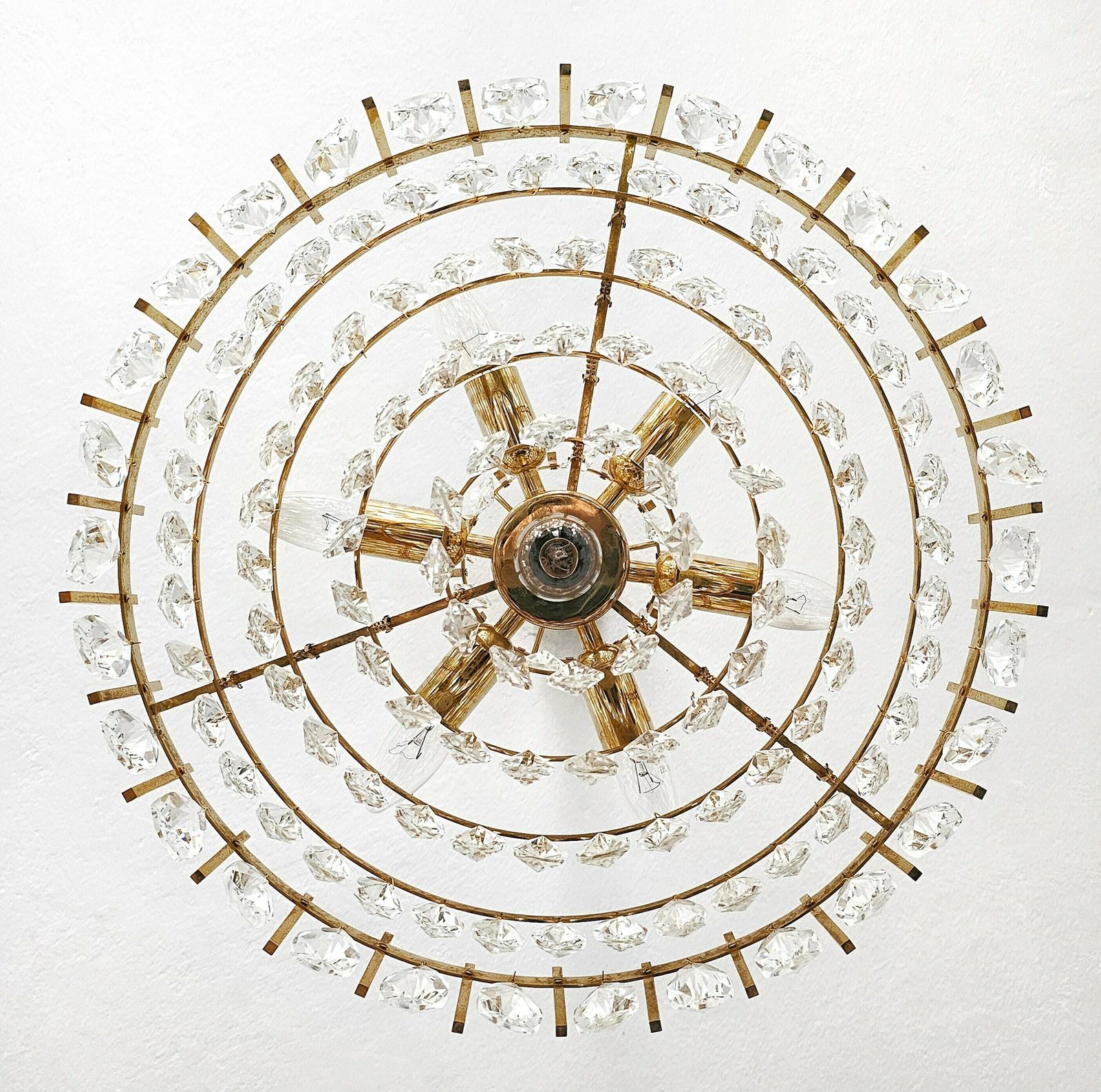 Luxurious Mid Century Modern Brass And Crystal Chandelier By Bakalowits // Made In Austria In 1960s photo vintage