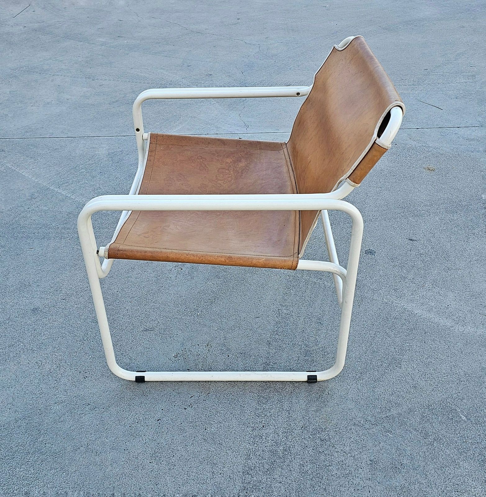 Pair Of Bauhaus Style Tubular Easy Chairs In Cognac Leather By Jox Interni // Made In The Netherlands In 1970s photo for sale