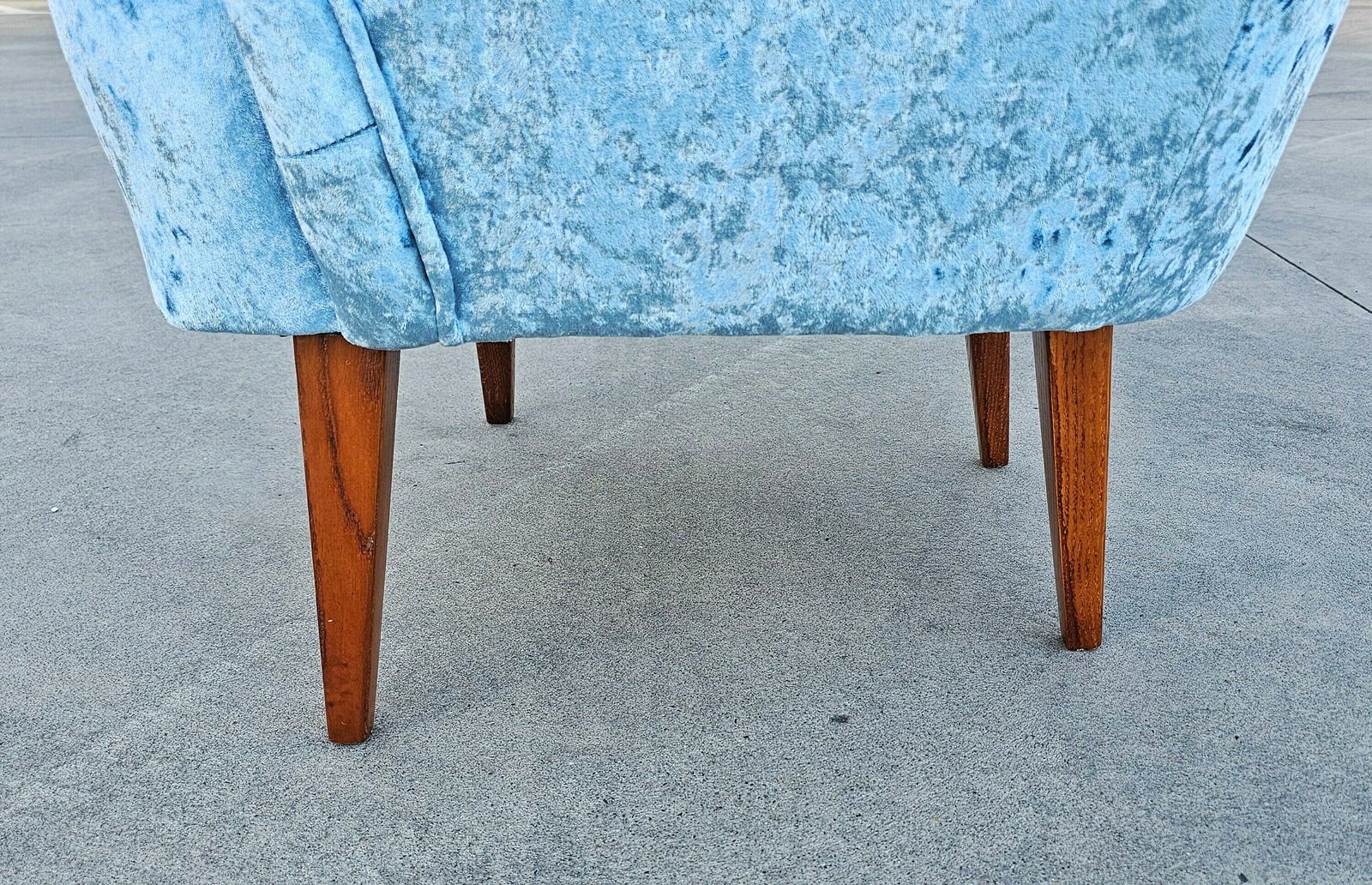 Pair Of Danish Mid Century Modern Club Or Lounge Chairs Reupholstered In Ice Blue Plush // Made In Denmark In 1950s photo 4000.0