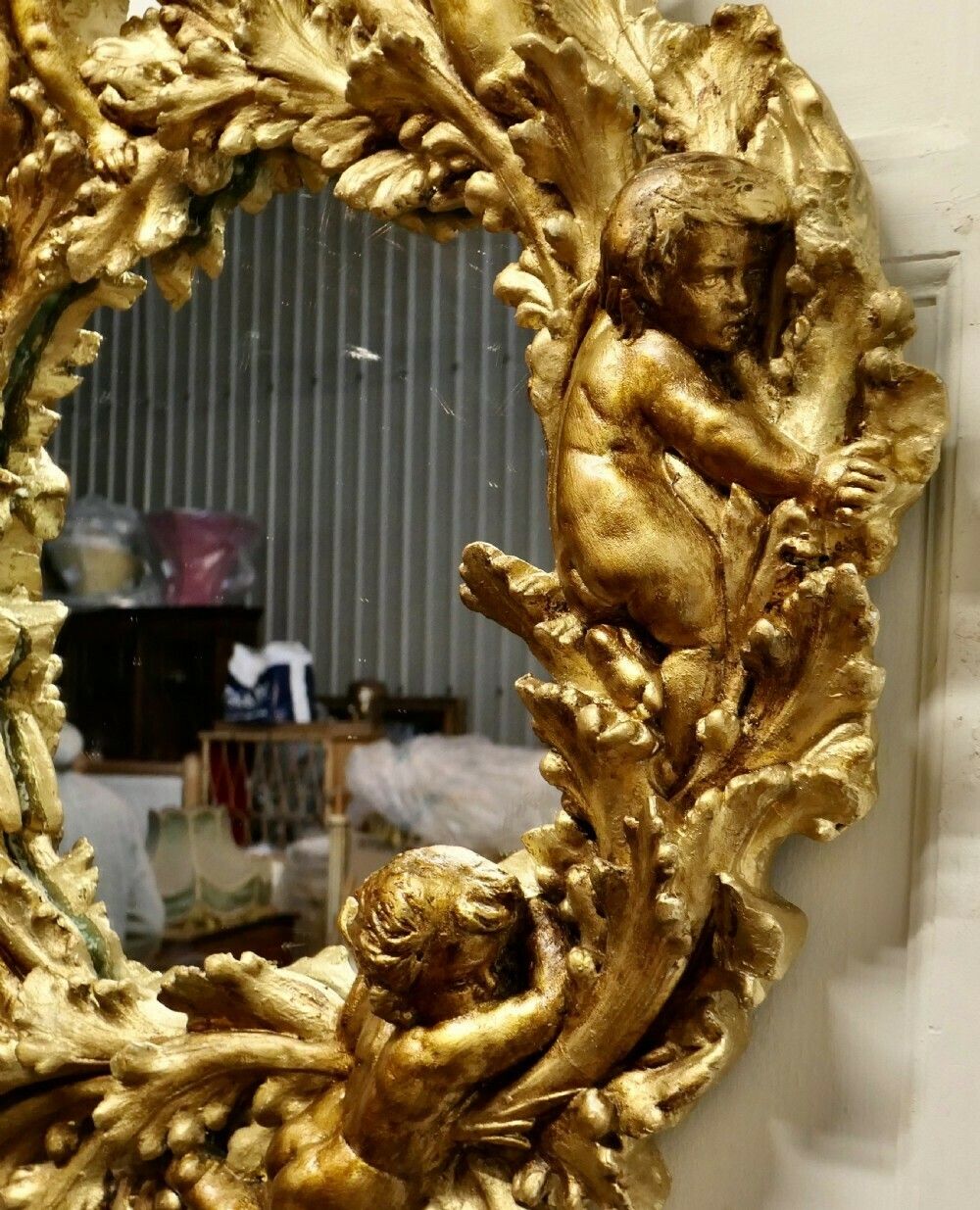 photo furniture A Superb 19th Century Italian Gilt Wreath Mirror