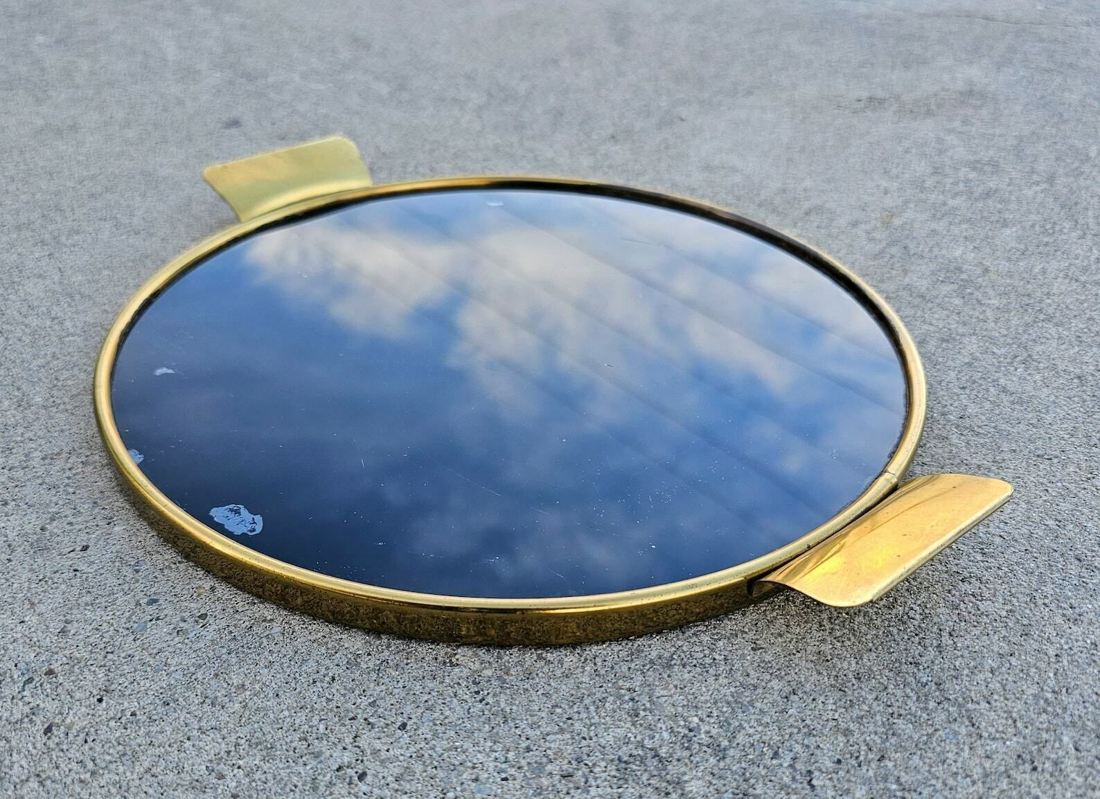 Mid Century Modern Brass And Black Glass Serving Tray By Josef Frank // Made In West Germany In 1950s