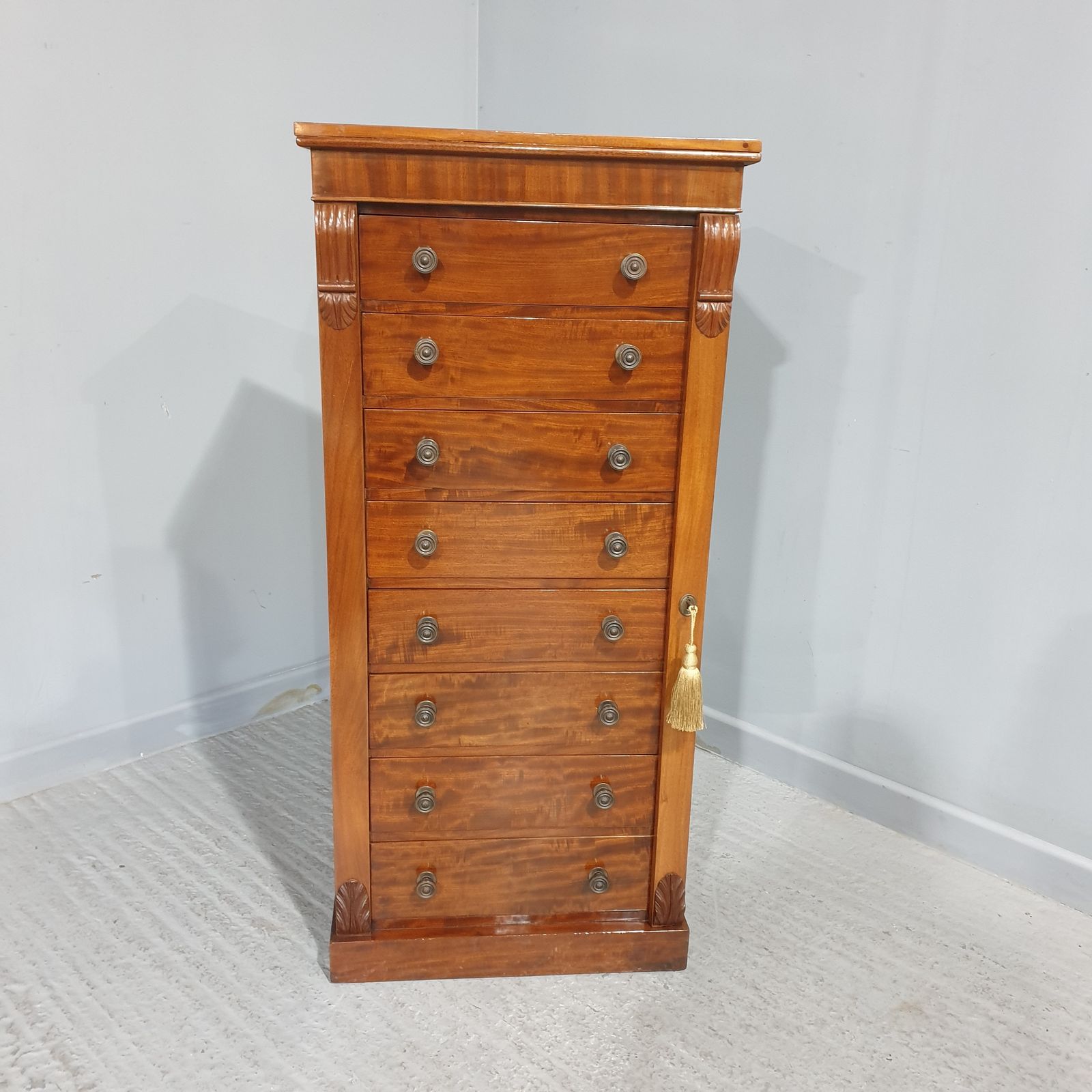 Large Victorian Mahogany Wellington Chest Of Drawers