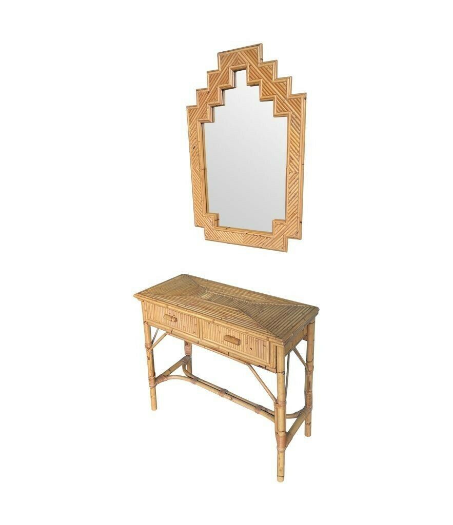 An Italian 1970s Bamboo Mirror By Vivai Del Sud With Stepped Top Details photo buy