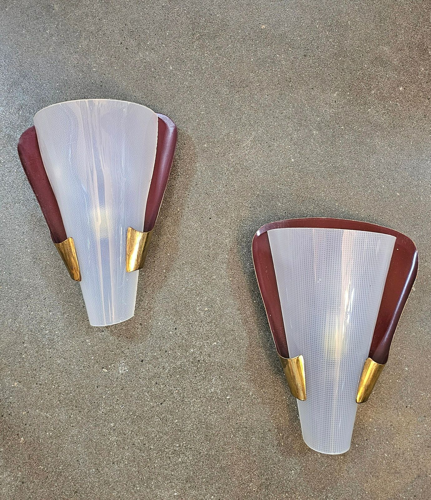 Pair Of Very Rare Mid Century Modern Brass Sconces By Stilnovo // Made In Italy In 1950s photo 1300.0