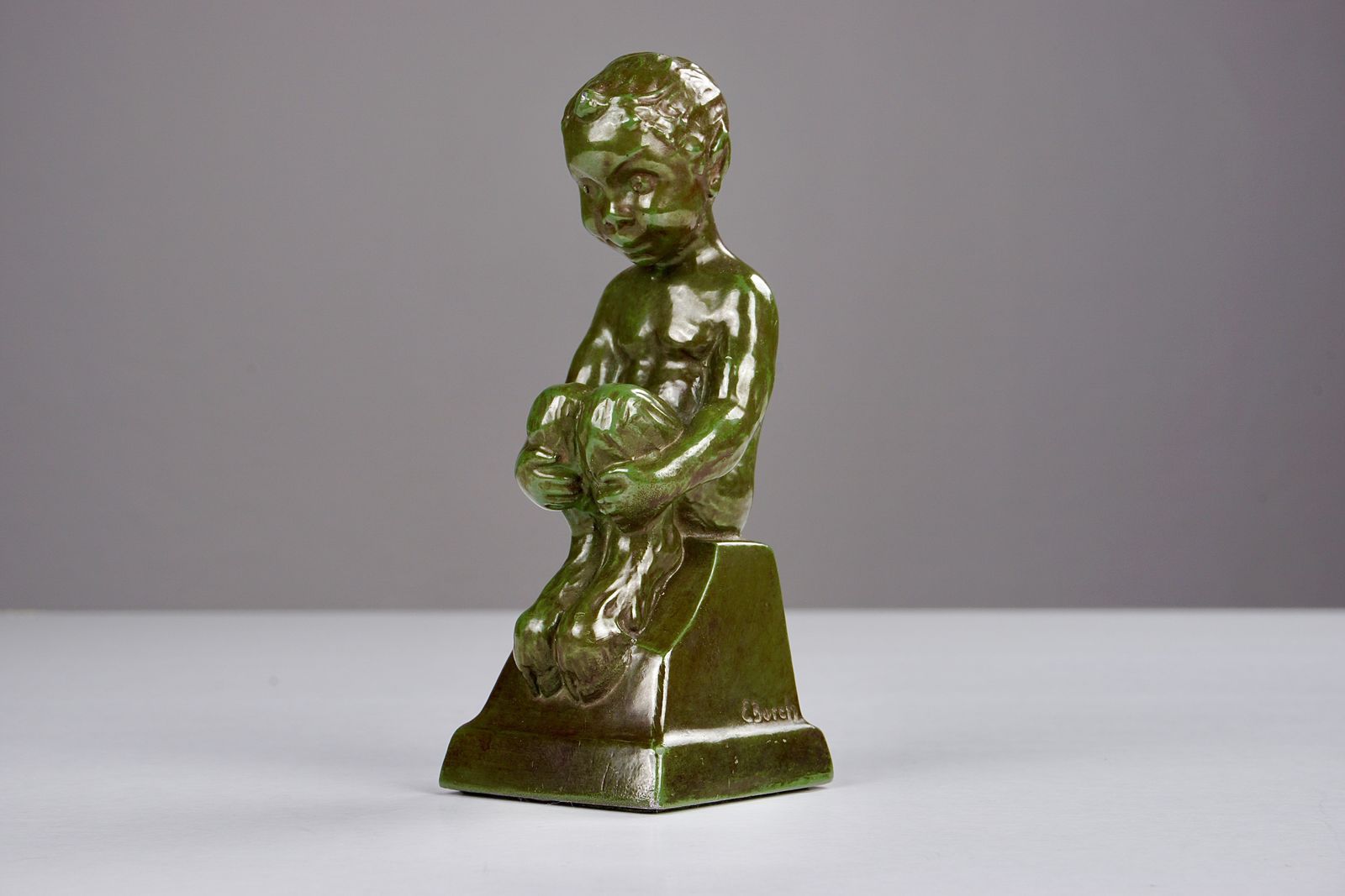 Sitting Faun By Elena Borch Made Of Disco Metal By Just Andersen A/S, 1940s