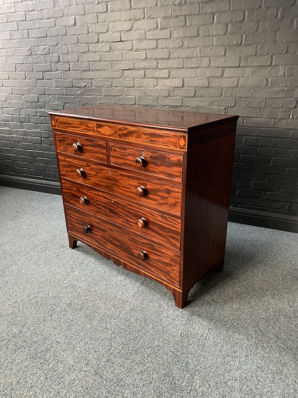 19th Century Inlaid Mahogany Chest Of Drawers photo 750.0