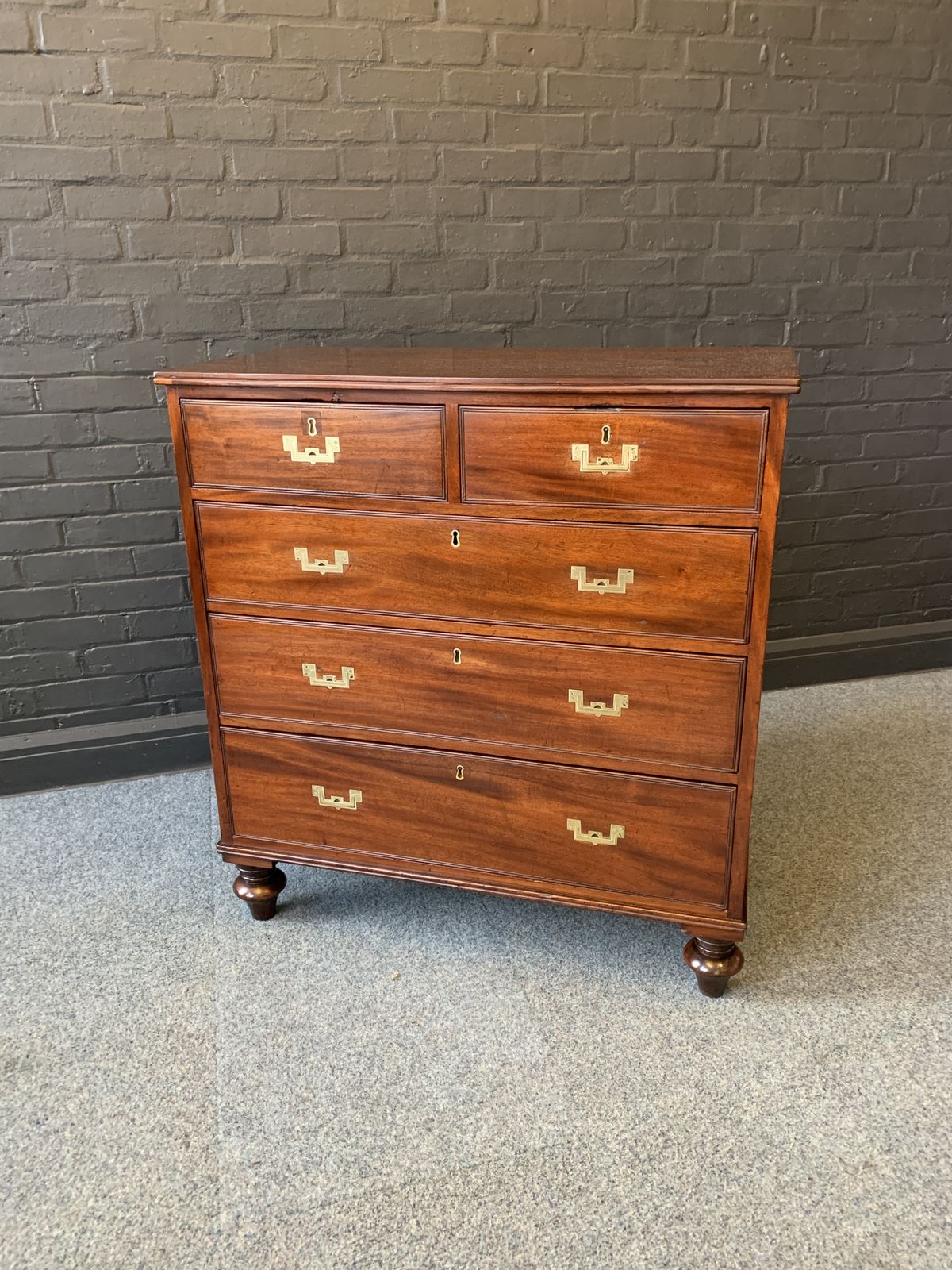 19th Century Mahogany Military Campaign Chest photo vintage