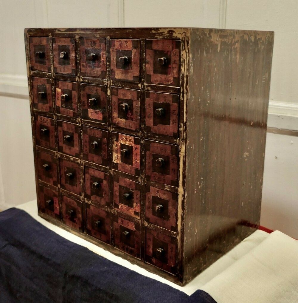 Rare Original Chinese Herbal Apothecary’s 25 Drawer Chest. photo furniture