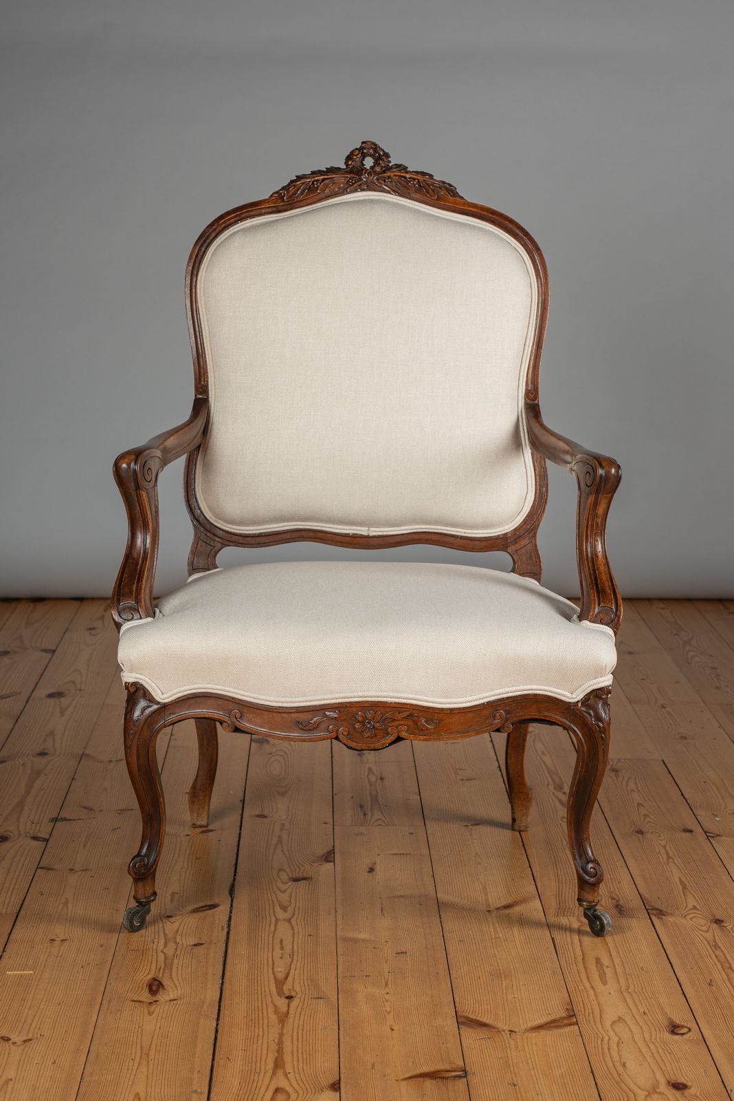 Pair Of Large 19th Century French Louis XV Style Walnut Upholstered Armchairs photo 2275.0