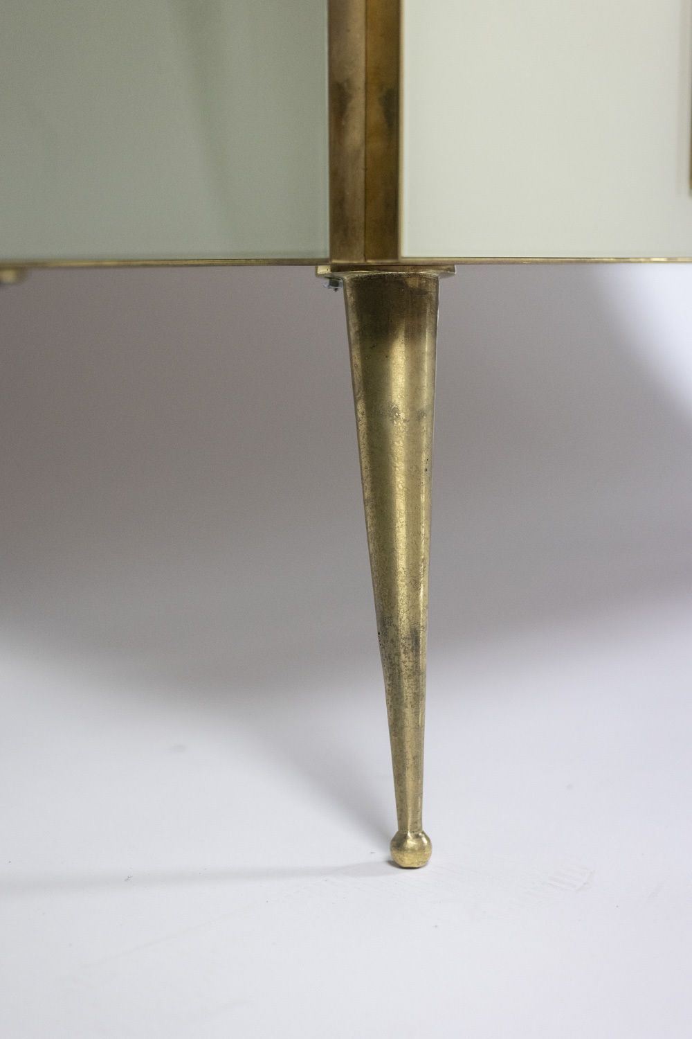 Geometric Sideboard In Glass And Gilded Brass. Contemporary Italian Work. photo vinterior