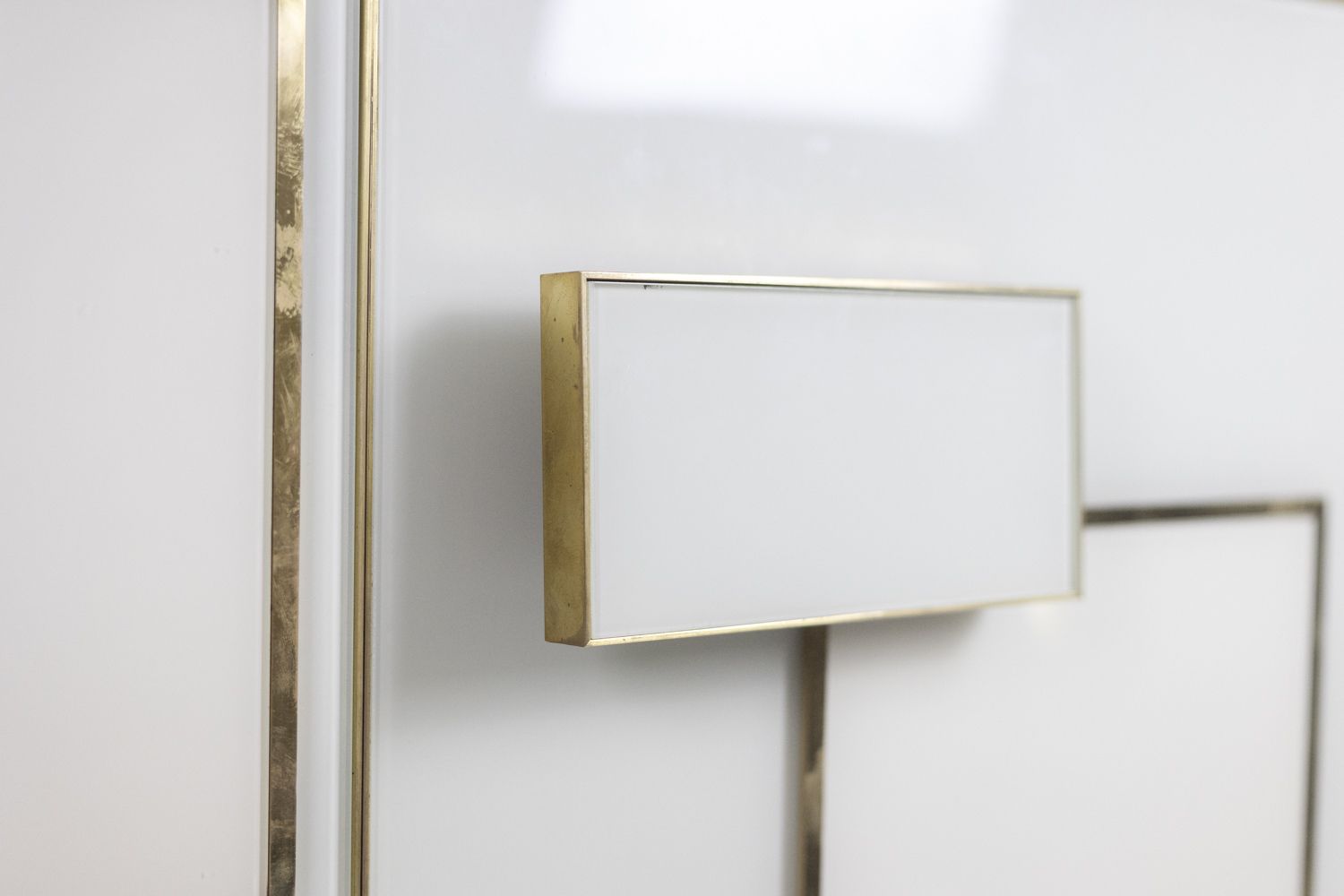 photo furniture Geometric Sideboard In Glass And Gilded Brass. Contemporary Italian Work.