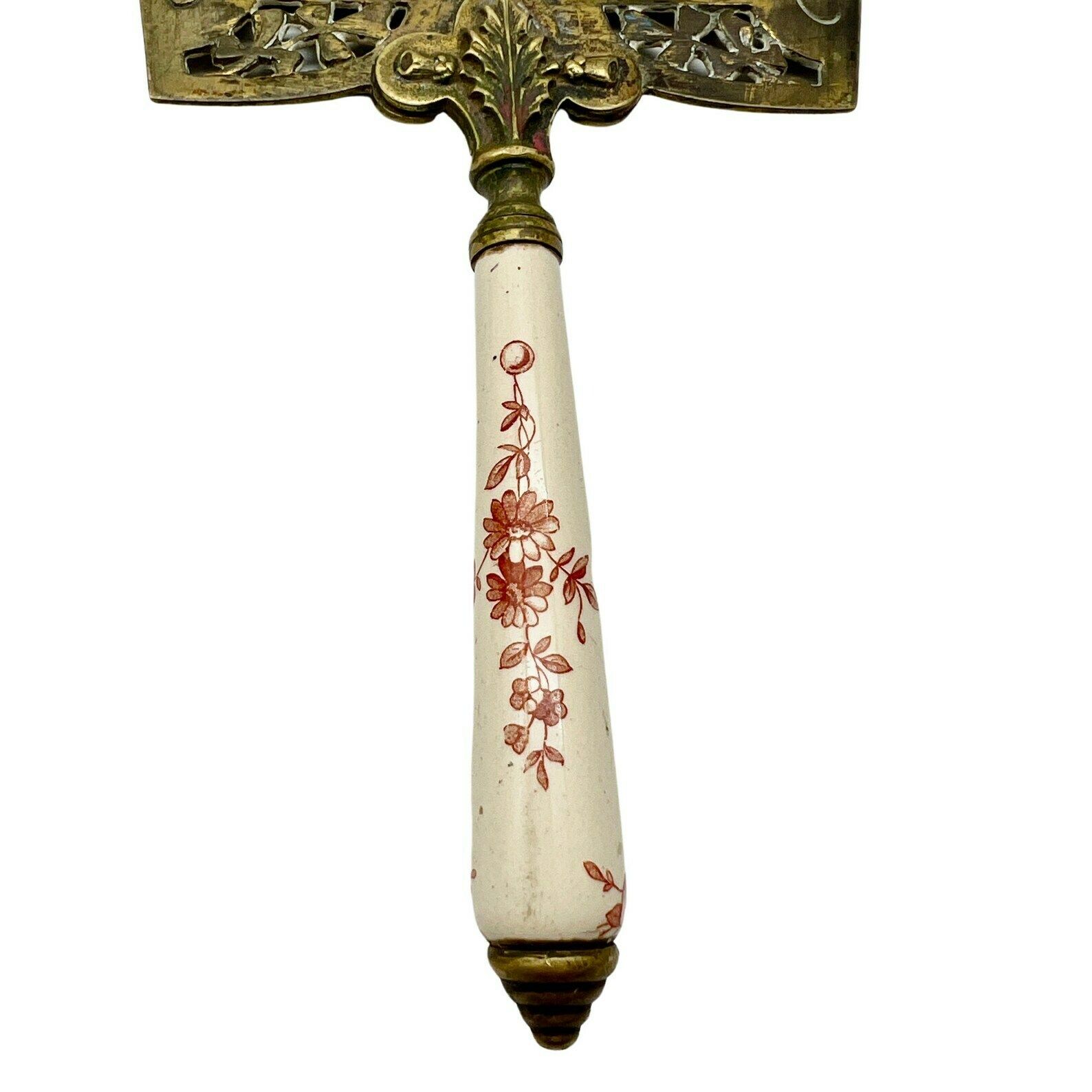 Antique French Ladies Brass & Porcelain Bevelled Glass Hand Mirror   Bedroom Decor   Chamber Decor   Home Decor photo for sale
