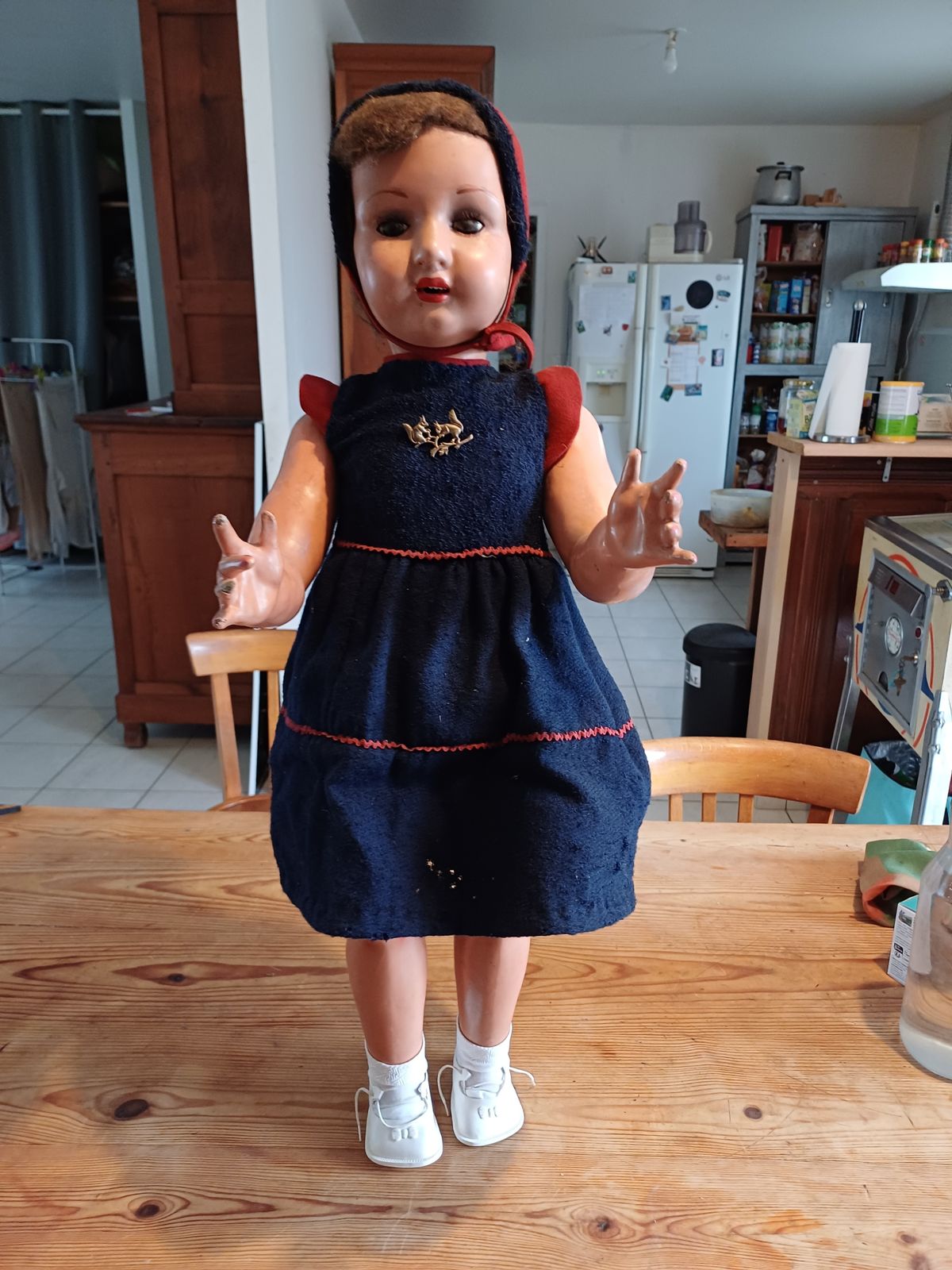 Old Wood And Boiled Cardboard Doll