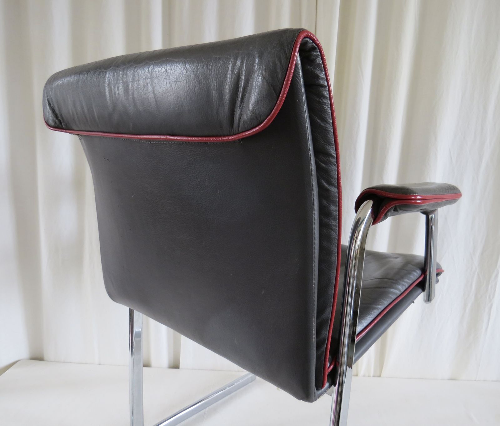 " Boss " Chairs.  A Pair Of Leather & Chrome Boardroom / Conference " Boss " Commercial Chairs C. 1960's photo 1450.0
