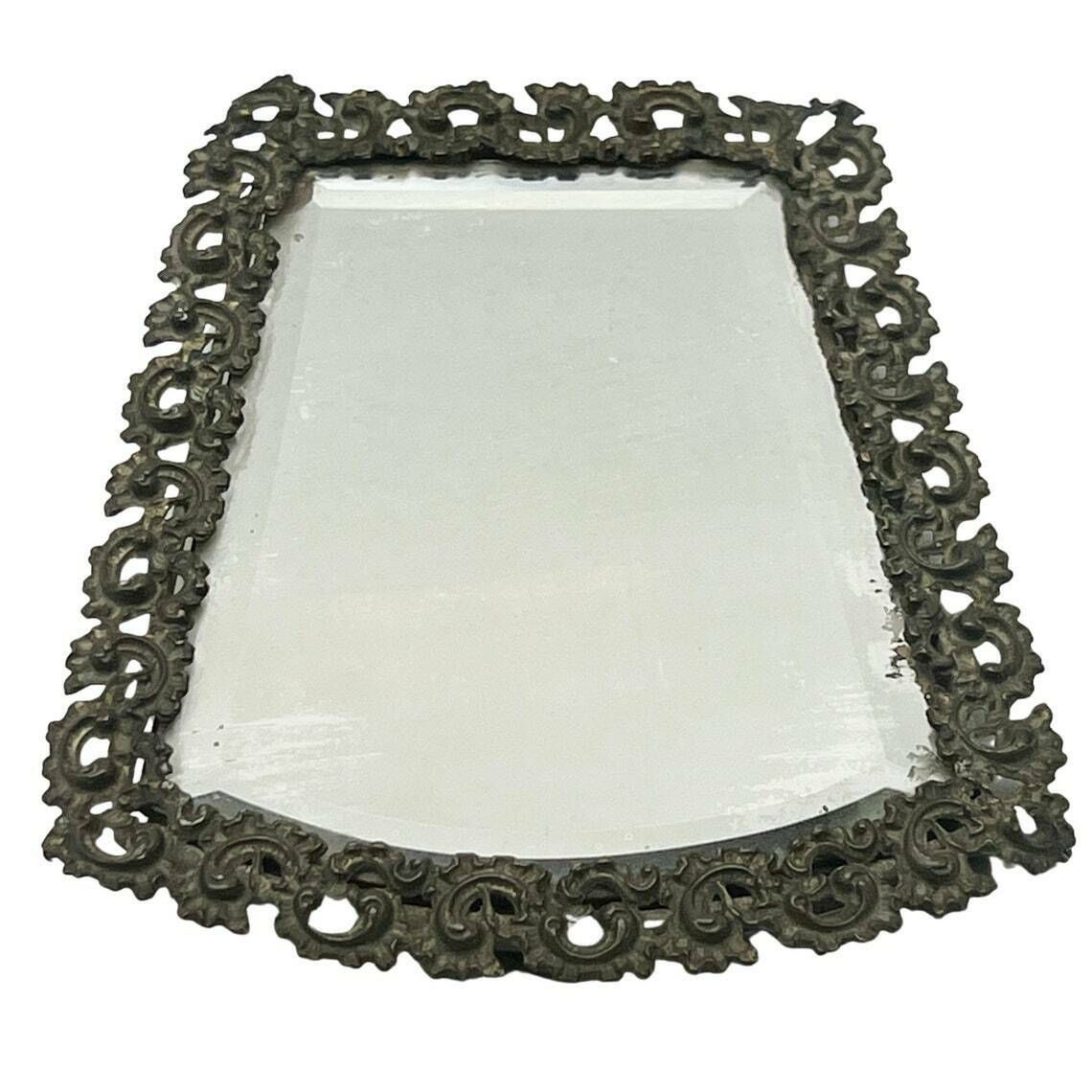 Antique French Gilt Brass Fretwork Bevelled Mirror   Bedroom Decor   Home Decor photo for sale