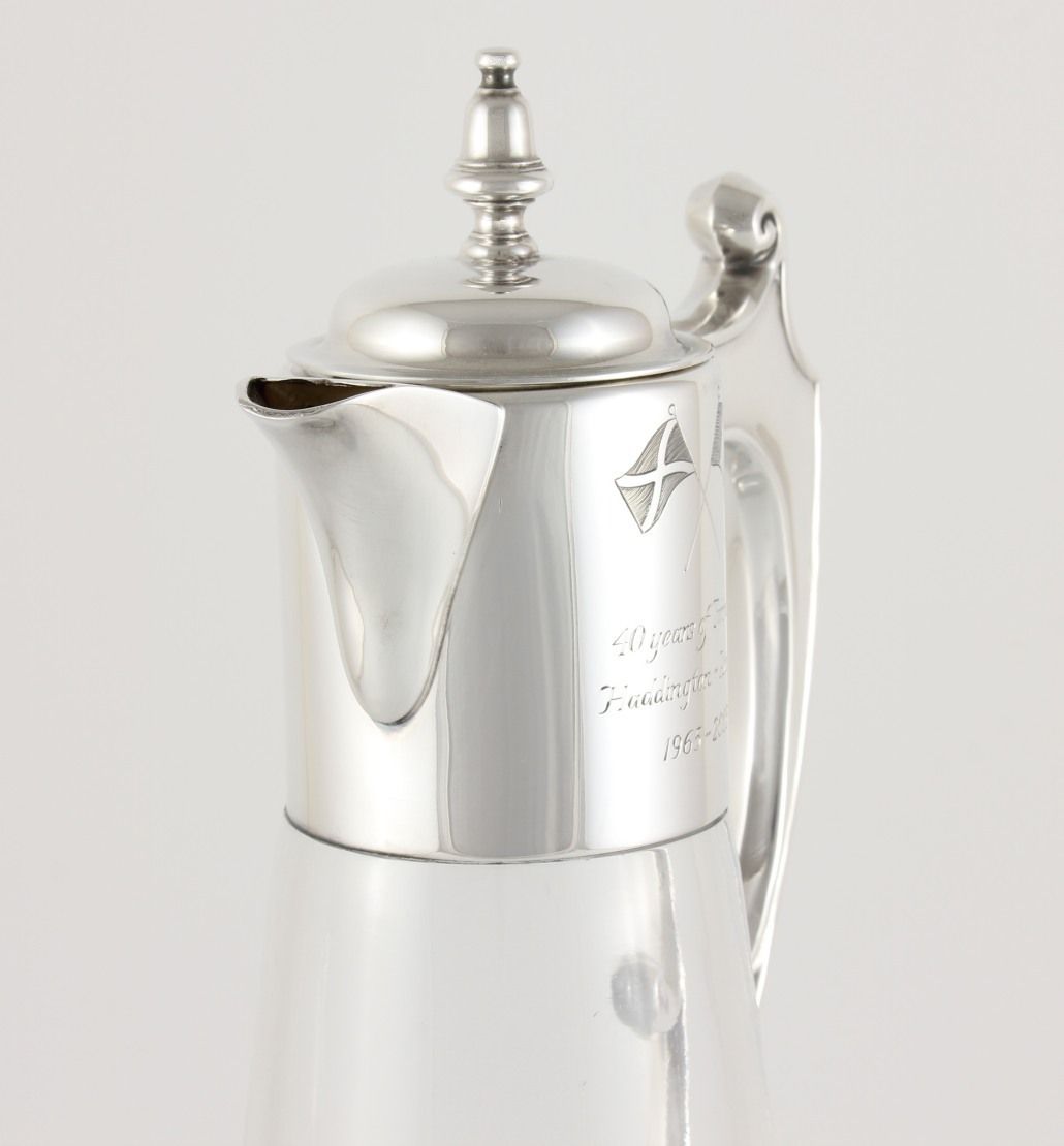 Silver & Glass Claret Jug. Haddington Scotland & Aubigny France. photo vintage