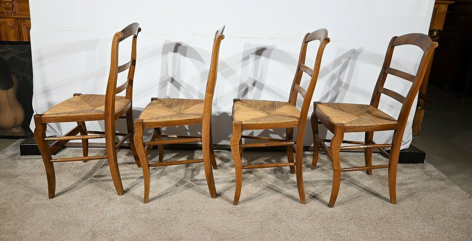 Suite Of 4 Restoration Chairs In Solid Walnut – 1st Part 19th Century photo for sale