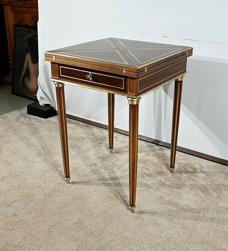 Mahogany Handkerchief Games Table, Louis XVI Style, Napoleon III Period – Mid 19th Century photo Furniture