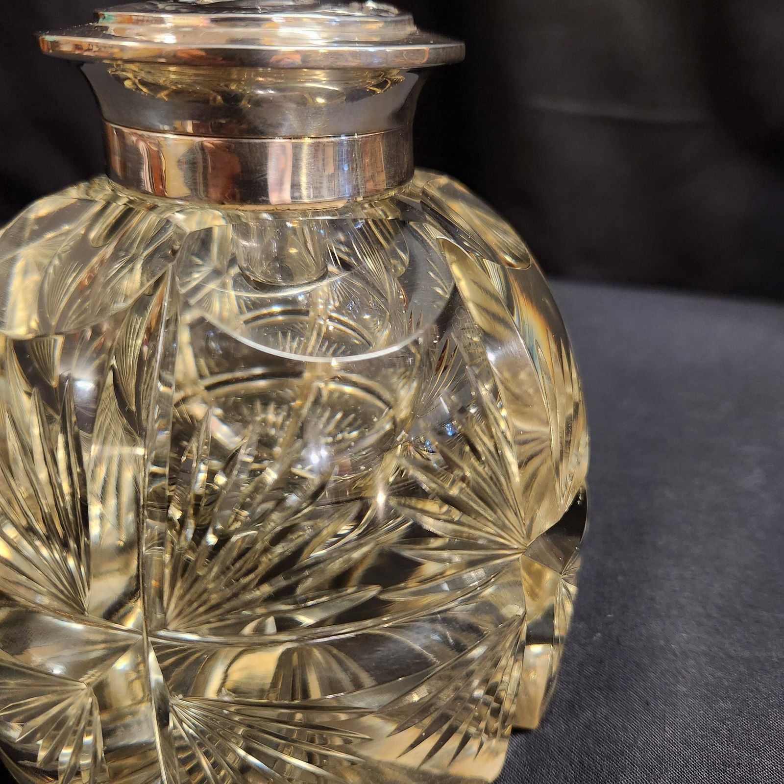 Thomas Webb & Sons, Large Heavy Cut Glass And Hallmarked Silver Inkwell photo 425.0
