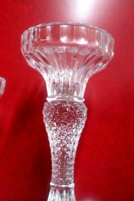 Vintage Pair Of Candle Holder Candlestick Cut Glass From Paris photo vinterior