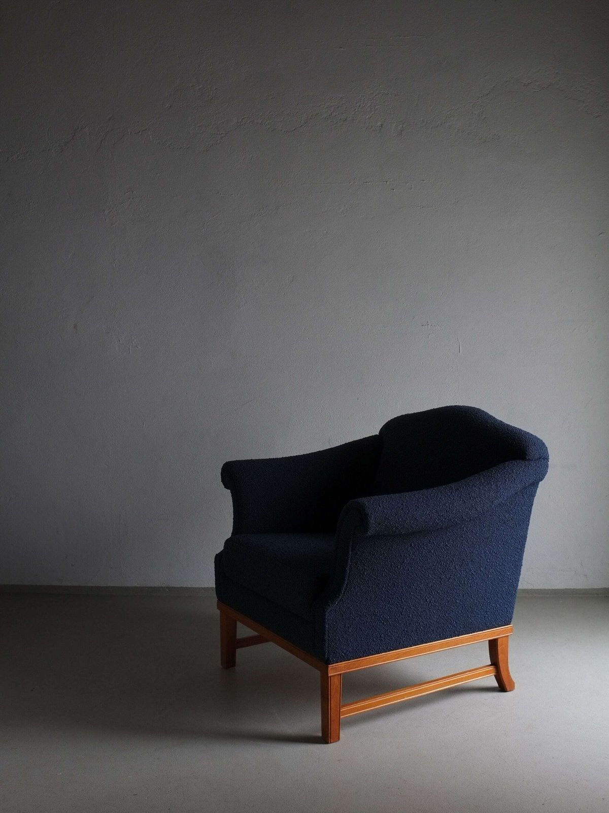 Navy Blue Lounge Chair | Dedar Boucle | Sweden | Vintage photo buy