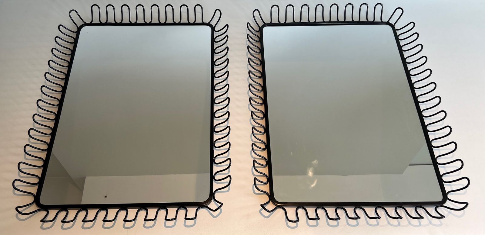 2900.0 Pair Of Mirrors In Black Lacquered Metal In The Taste Of Jean Royère. Around 1980 photo