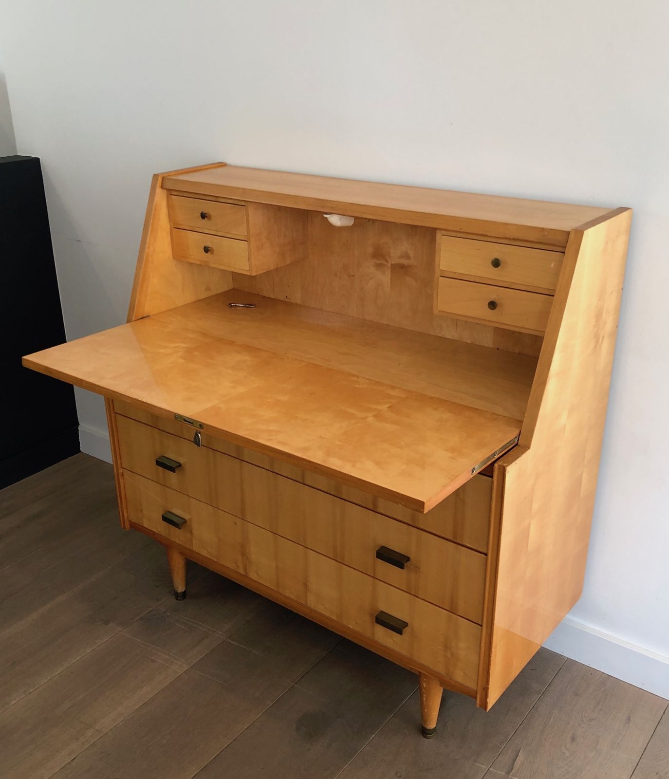 Secretary With Flap In Sycamore. French Work. Around 1970 photo for sale