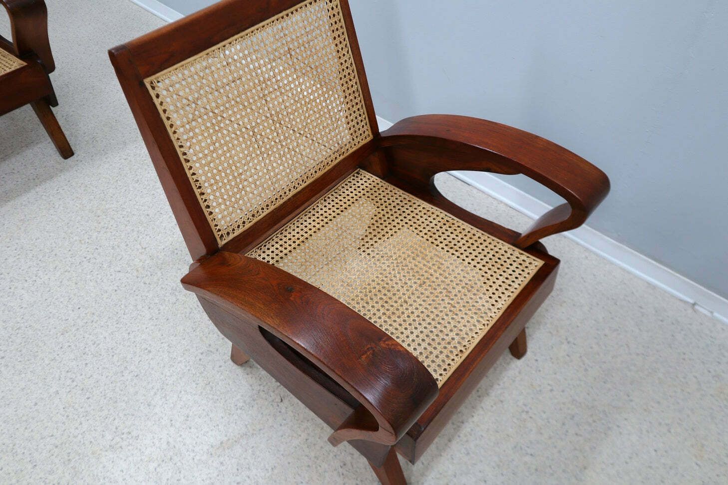 Mid Century Teak Wood And Vienna Straw Armchair 1950s photo furniture