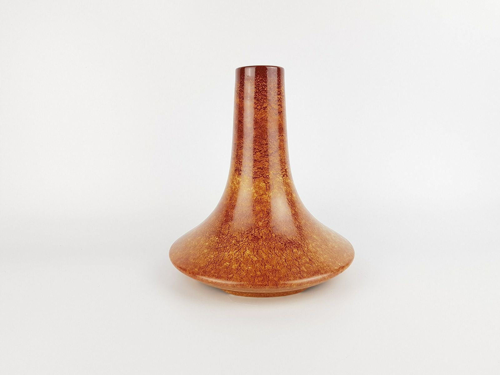 Vintage Bertoncello Brown Vase With Dark Screziato Glaze, Made In Italy 1970s