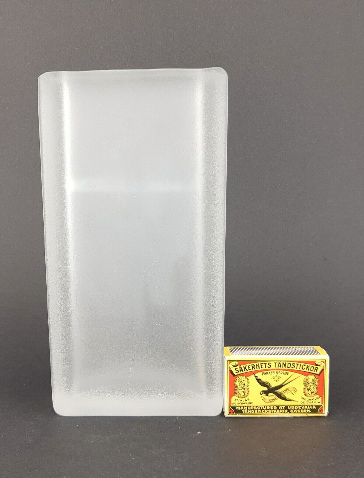 Vintage Peill Und Putzler Rectangular Frosted Glass Vase West Germany 1960s 1970s photo furniture