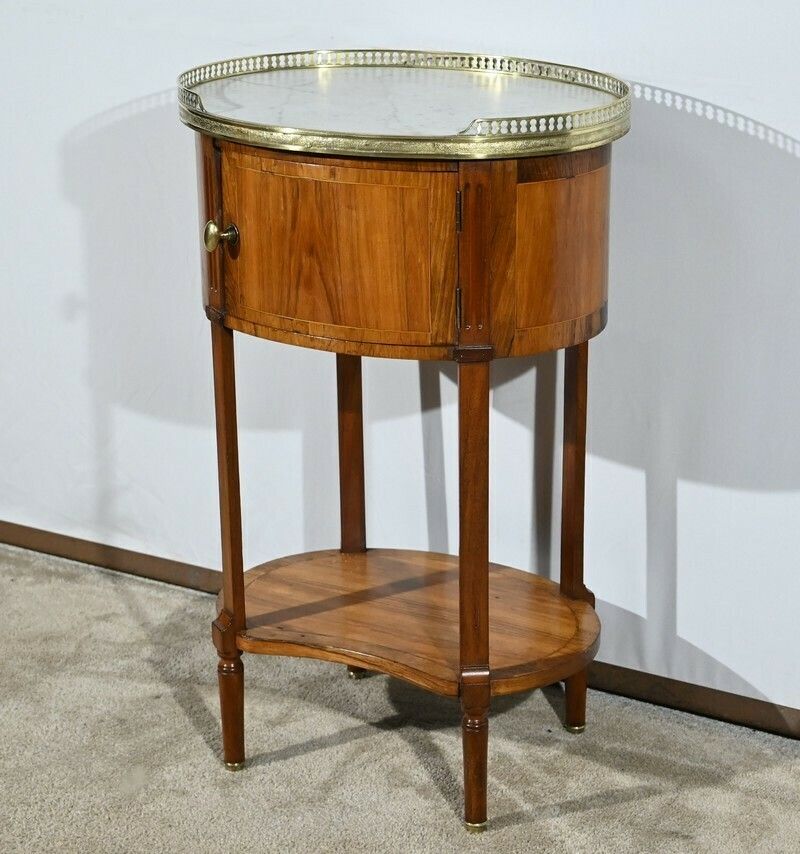 Small Tambour Table In Walnut And Mahogany, Louis XVI Style – 2nd Part 19th photo for sale