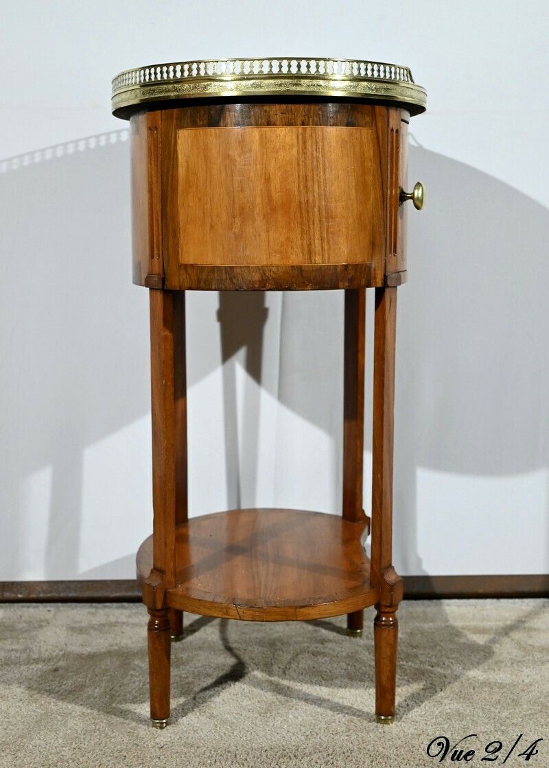 photo vintage Small Tambour Table In Walnut And Mahogany, Louis XVI Style – 2nd Part 19th