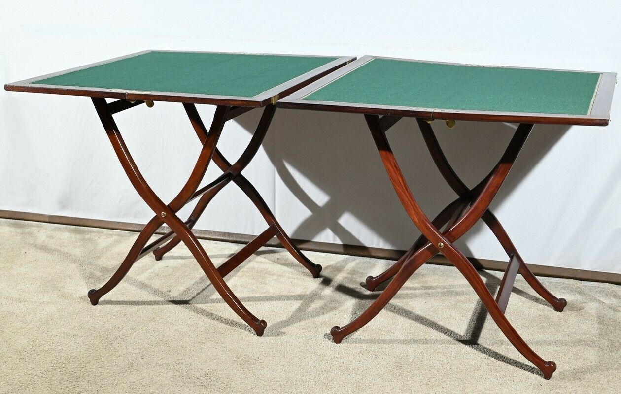 Pair Of Mahogany Games Tables, Stamped Hj Linton – 1920 photo Furniture