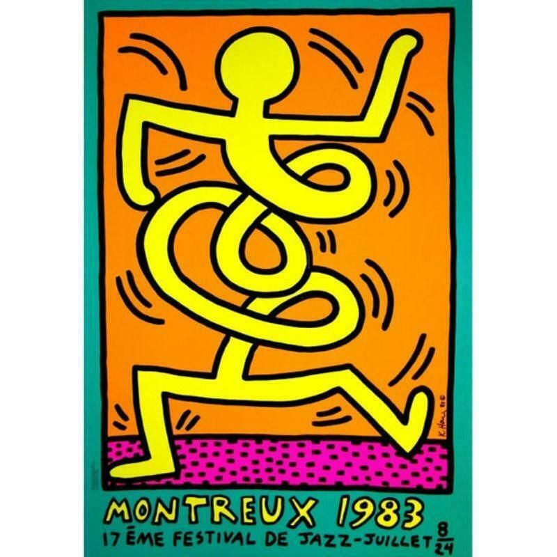 Keith Haring Montreux Jazz Festival   Yellow Screen Print By Keith Haring, 1983  1983