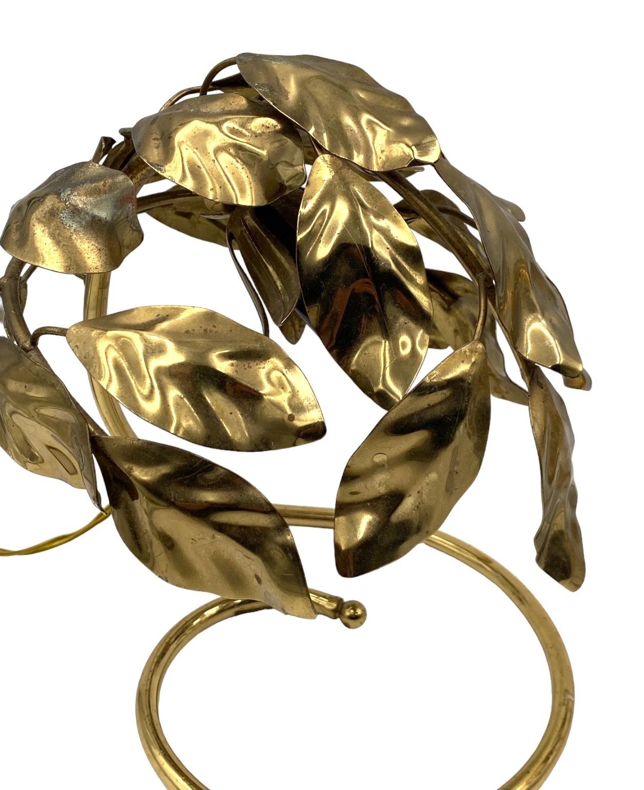 photo vintage Hollywood Regency Set Of 2 Brass Leaves Table Lamps, Bottega Gadda Italy, 1970s