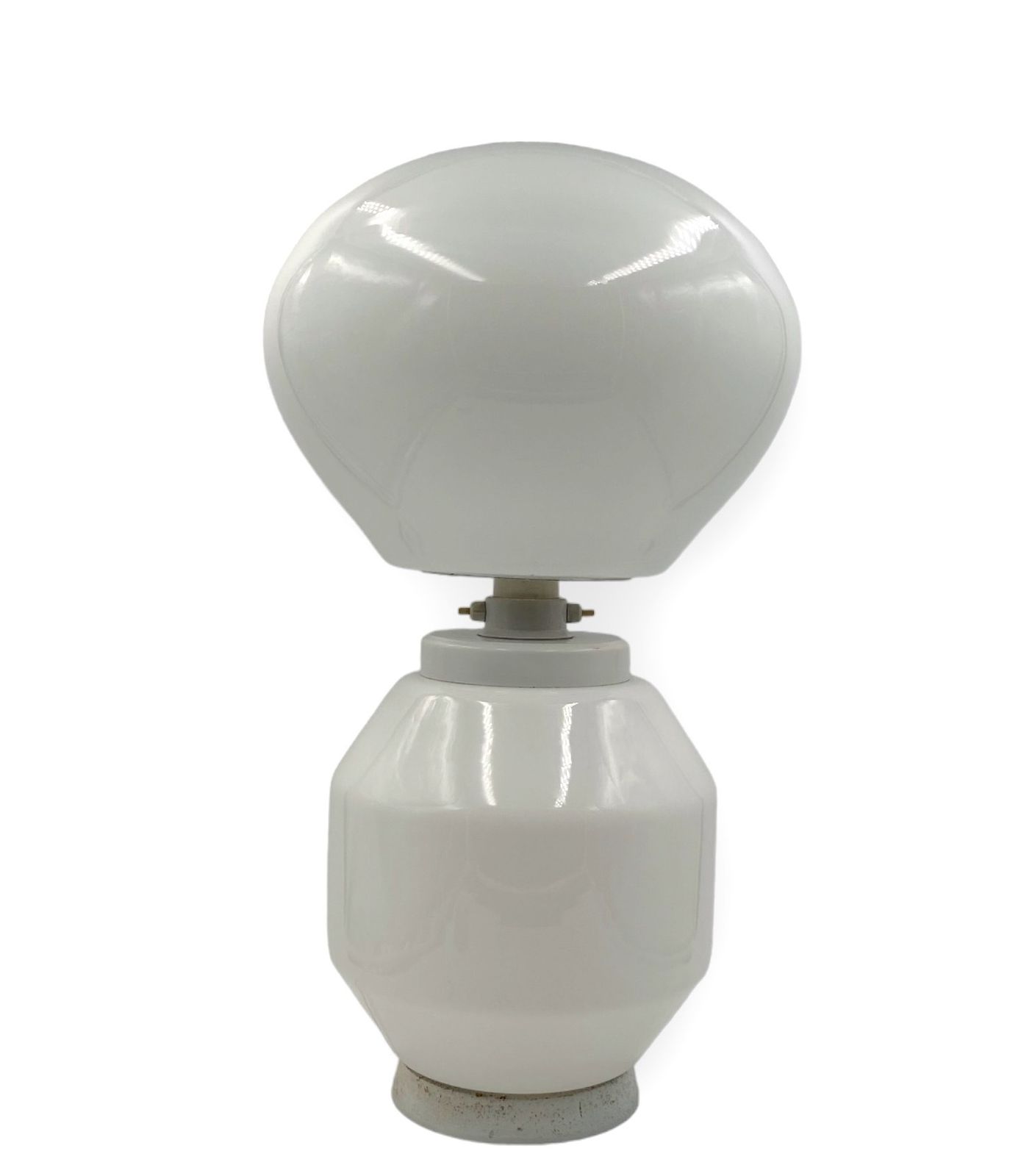 Space Age White Glass Table Lamp, Faver Italy 1970s photo furniture