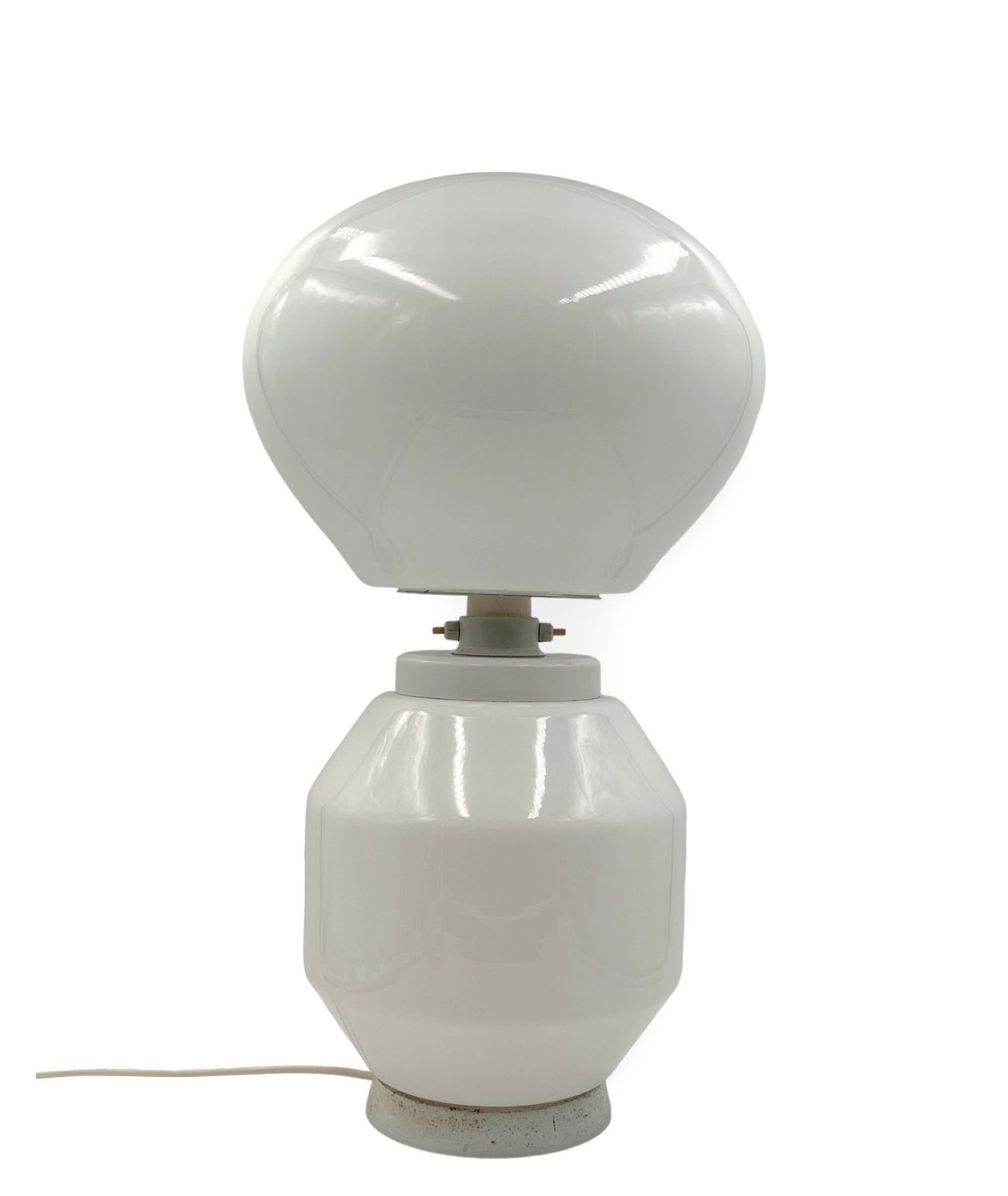 Space Age White Glass Table Lamp, Faver Italy 1970s photo vinterior