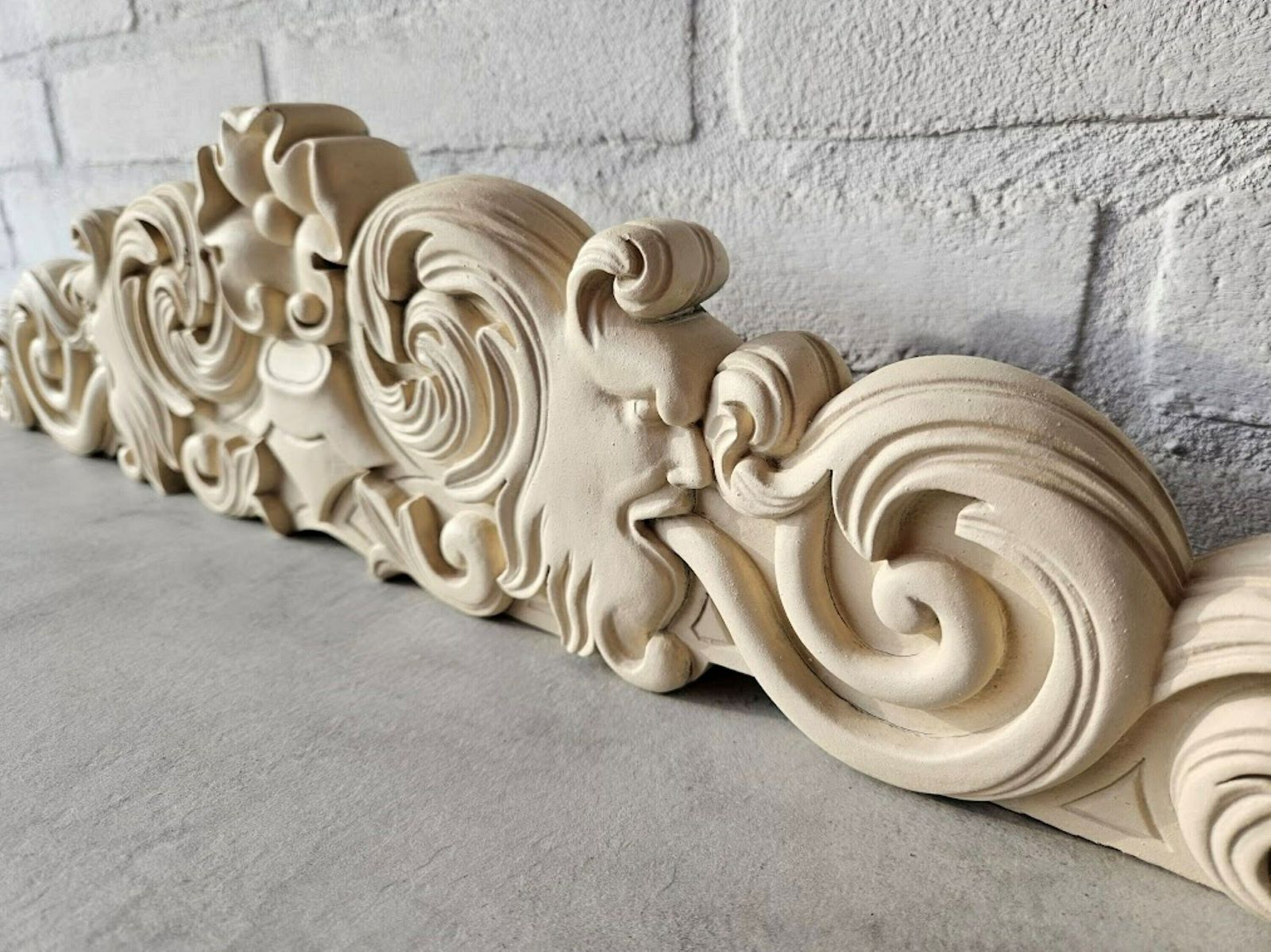 Large French Pediment Carved Wood For Door, Bed, Closet, Carved Wood Fronton Painted Ivory, Architectural Decor photo for sale