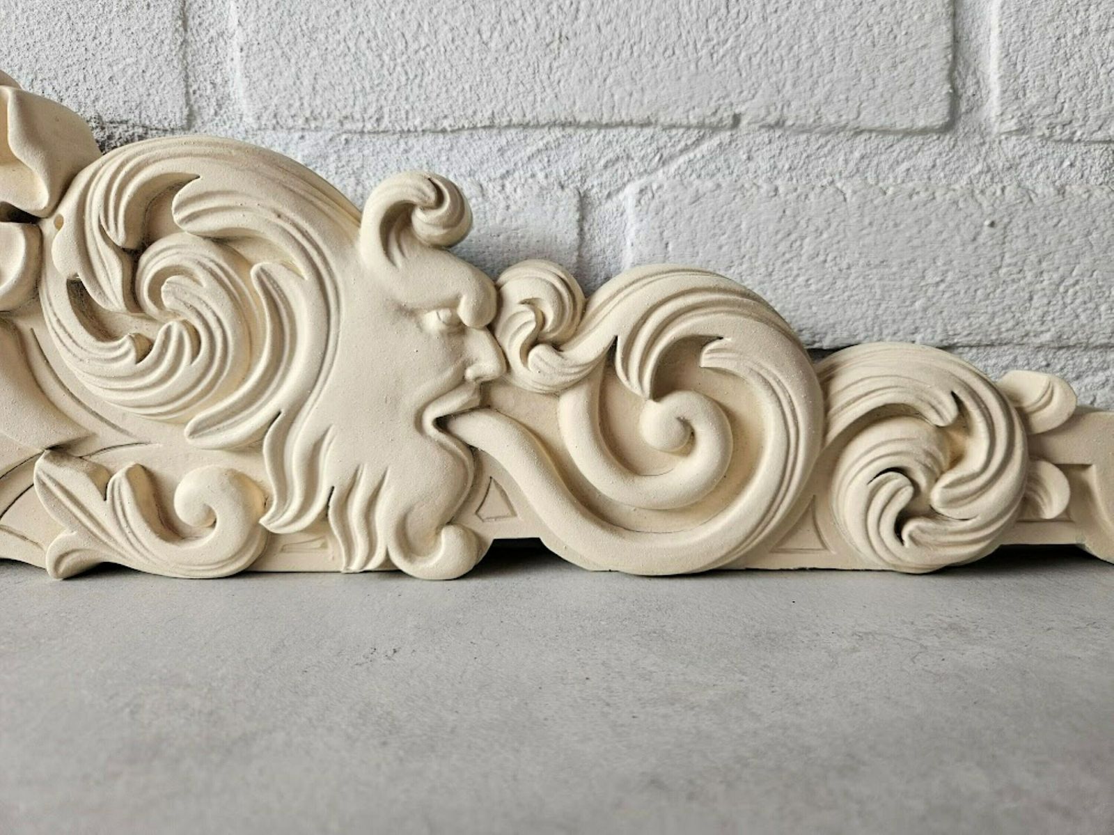 Large French Pediment Carved Wood For Door, Bed, Closet, Carved Wood Fronton Painted Ivory, Architectural Decor photo 284.0