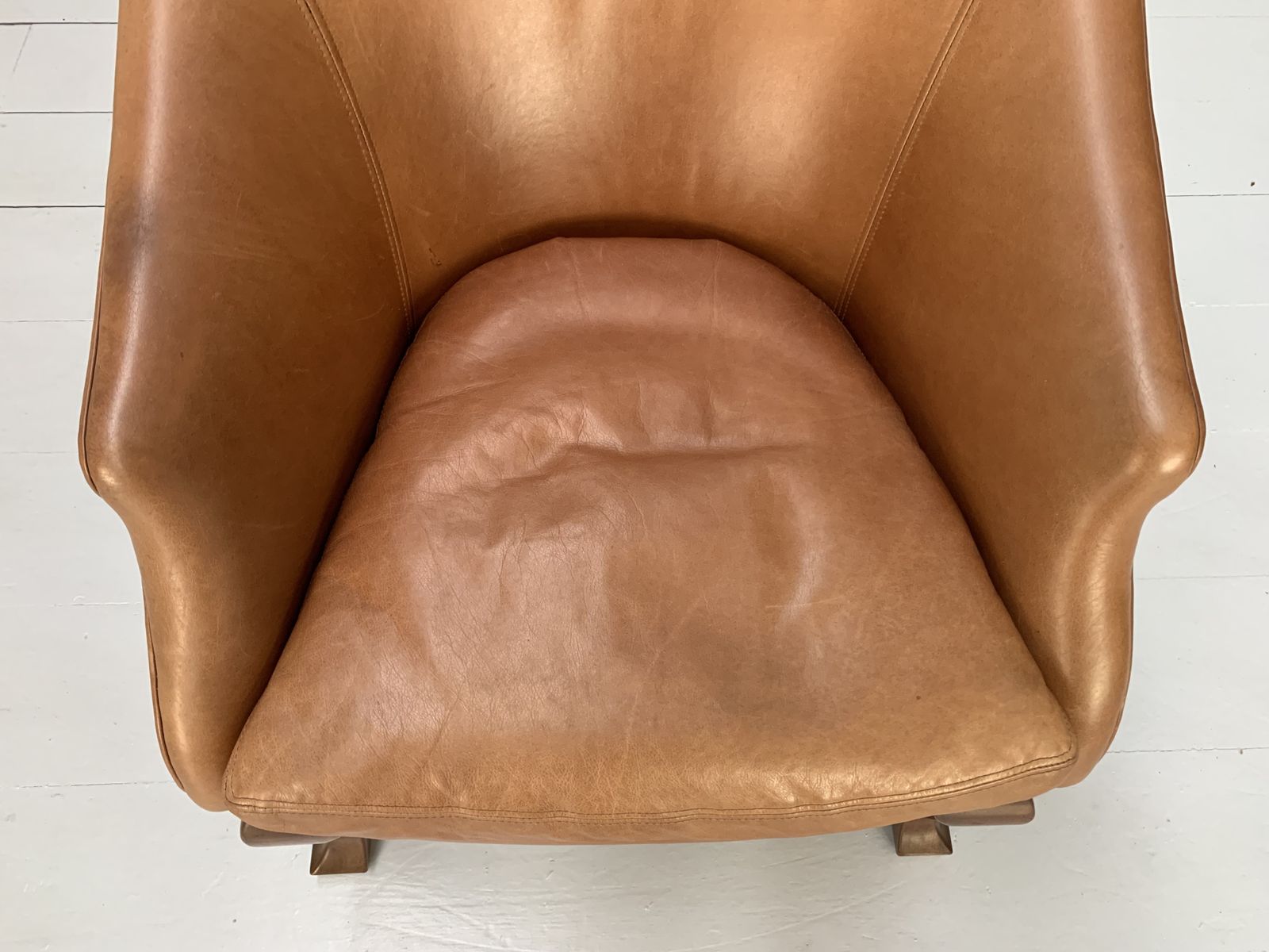 photo for sale Ralph Lauren “Beldon” Armchair – In Tan Brown Saddle Leather
